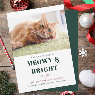 Meowy and Bright Christmas Cat Photo Gag Holiday Card
