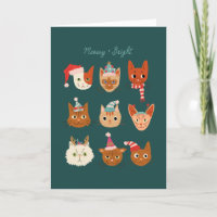Meowy and Bright Christmas Cats Green 