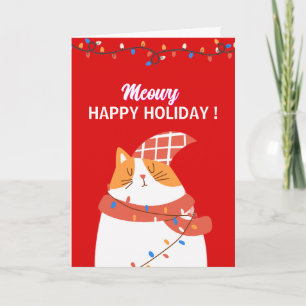Meowy and Funny Black Cat Christmas Holiday Card