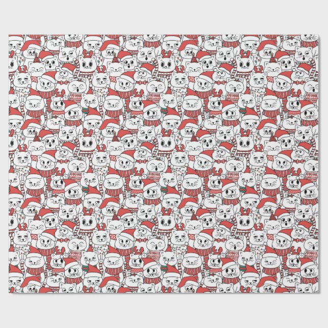 Meowy & Bright - Christmas Cats Wrapping Paper (Flat)