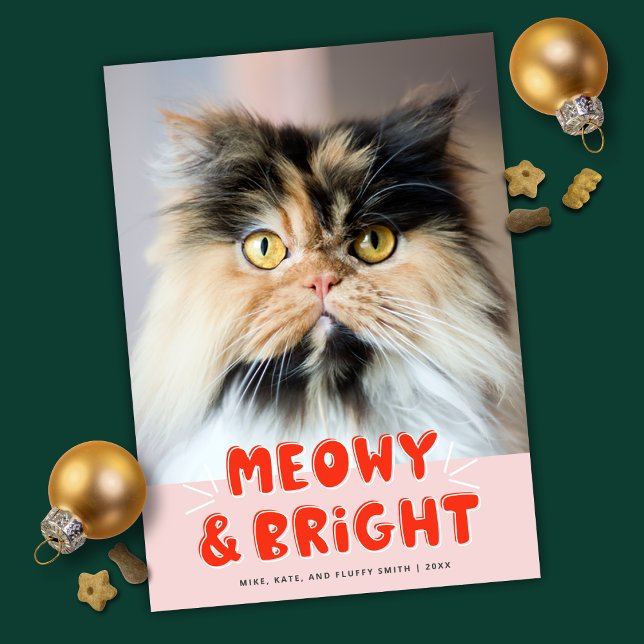 Meowy & Bright Christmas Cute Cat Holiday Photo Card (Creator Uploaded)
