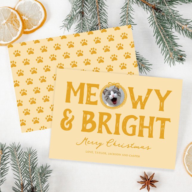 Meowy & Bright Doodle Cat Photo Christmas Holiday Card (Creator Uploaded)