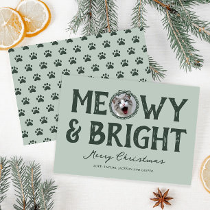 Meowy & Bright Doodle Cat Photo Christmas Holiday Card