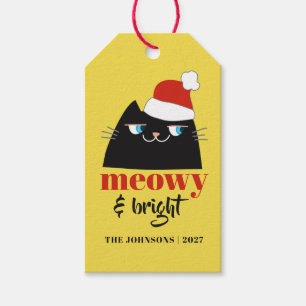 Meowy & Bright Funny Cat Personalised Christmas Gift Tags