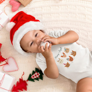 Meowy + Bright Holiday Cats Baby Bodysuit