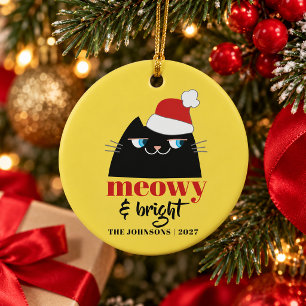 Meowy & Bright Personalised Family Cat Christmas Ceramic Tree Decoration