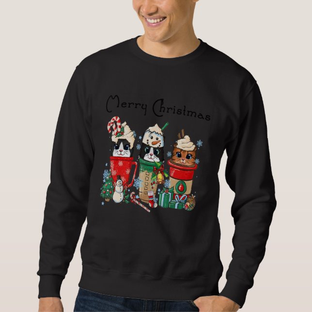 Meowy Cat Christmas  Cat  Coffee Sweatshirt (Front)