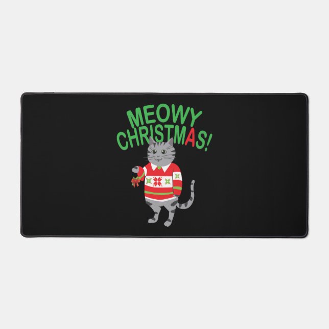 Meowy Cat Christmas Desk Mat (Front)