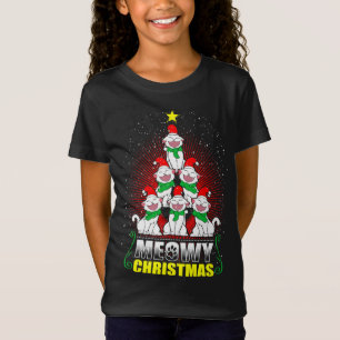 Meowy Cat Christmas Tree Lights Funny Kitten X-Mas T-Shirt