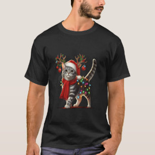 Meowy Cat Lover Funny Merry Christmas Xmas Cute Ki T-Shirt