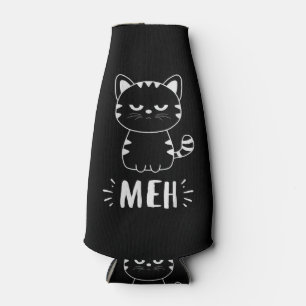 Meowy Cat Lovers Women Girls Meh Cat - Funny Cat Bottle Cooler