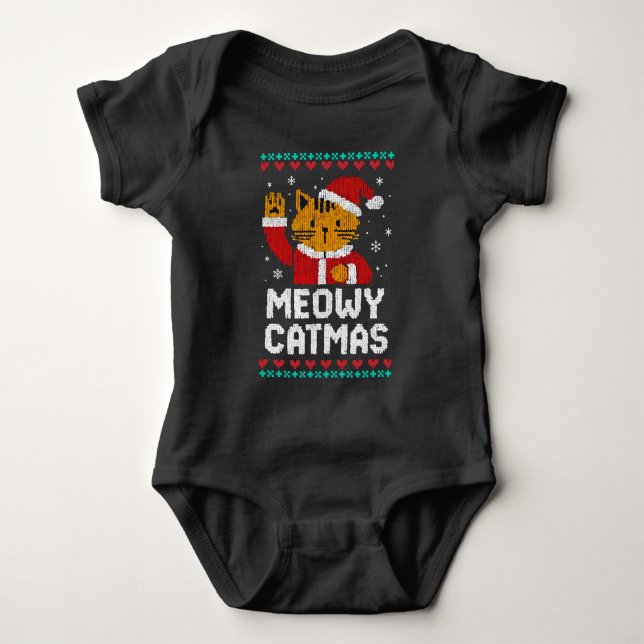 Meowy Catmas Baby Bodysuit (Front)