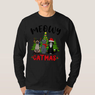 Meowy Catmas  Cat Christmas Cat Mom Cat Dad Kids B T-Shirt