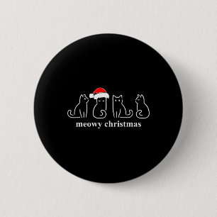 Meowy Catmas Cat Christmas Cute Kitten Cats Santa  6 Cm Round Badge