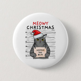 Meowy Catmas Cat Christmas Cute Kitten Cats Santa  6 Cm Round Badge