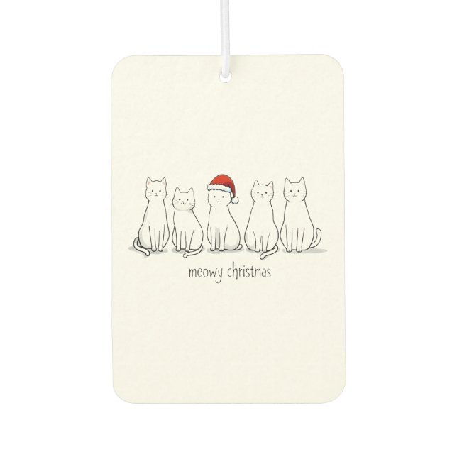 Meowy Catmas Cat Christmas Cute Kitten Cats Santa  Car Air Freshener (Front)