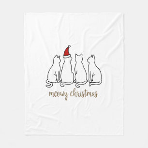 Meowy Catmas Cat Christmas Cute Kitten Cats Santa  Fleece Blanket
