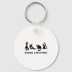 Meowy Catmas Cat Christmas Cute Kitten Cats Santa  Key Ring