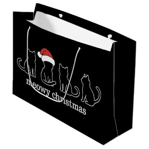 Meowy Catmas Cat Christmas Cute Kitten Cats Santa  Large Gift Bag