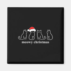 Meowy Catmas Cat Christmas Cute Kitten Cats Santa Magnet