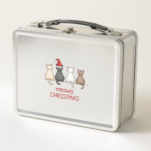 Meowy Catmas Cat Christmas Cute Kitten Cats Santa Metal Lunch Box