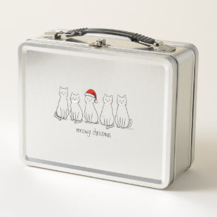 Meowy Catmas Cat Christmas Cute Kitten Cats Santa Metal Lunch Box