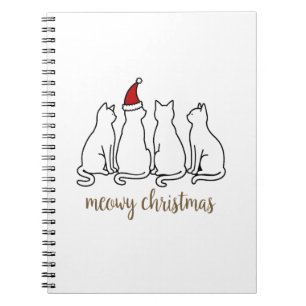 Meowy Catmas Cat Christmas Cute Kitten Cats Santa  Notebook