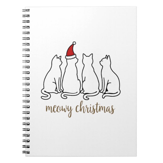 Meowy Catmas Cat Christmas Cute Kitten Cats Santa  Notebook (Front)