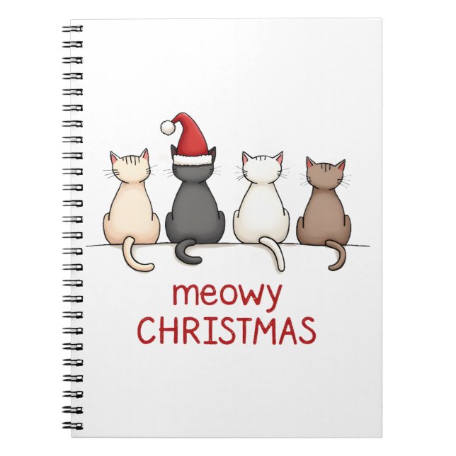 Meowy Catmas Cat Christmas Cute Kitten Cats Santa  Notebook (Front)