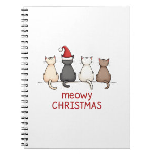 Meowy Catmas Cat Christmas Cute Kitten Cats Santa  Notebook