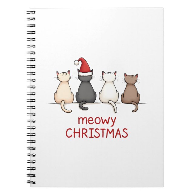 Meowy Catmas Cat Christmas Cute Kitten Cats Santa  Notebook (Front)