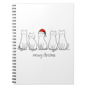 Meowy Catmas Cat Christmas Cute Kitten Cats Santa  Notebook
