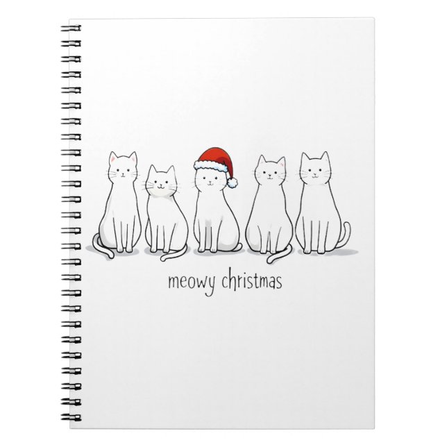 Meowy Catmas Cat Christmas Cute Kitten Cats Santa  Notebook (Front)