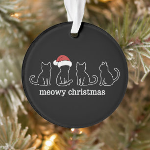 Meowy Catmas Cat Christmas Cute Kitten Cats Santa  Ornament