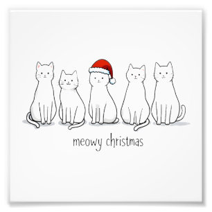 Meowy Catmas Cat Christmas Cute Kitten Cats Santa Photo Print
