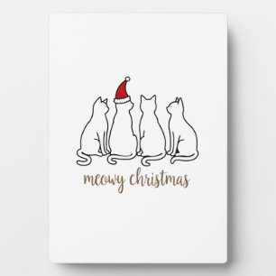 Meowy Catmas Cat Christmas Cute Kitten Cats Santa Plaque