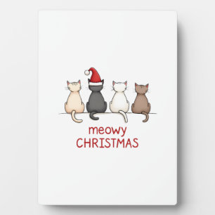 Meowy Catmas Cat Christmas Cute Kitten Cats Santa Plaque