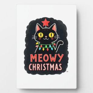 Meowy Catmas Cat Christmas Cute Kitten Cats Santa Plaque