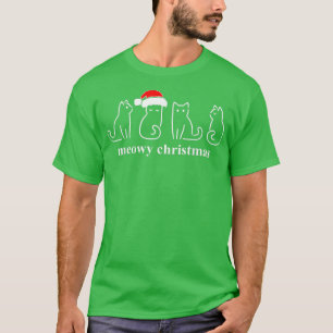 Meowy Catmas Cat Christmas Cute Kitten Cats Santa T-Shirt