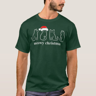 Meowy Catmas Cat Christmas Cute Kitten Cats Santa T-Shirt