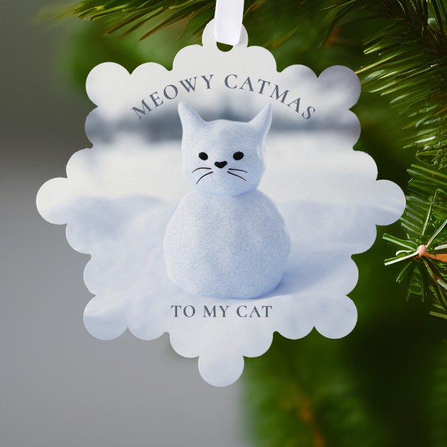 Meowy Catmas Cat Christmas Holiday Ornament Card (Add your cat's name to this cute paper ornament and hang it where they can play with it)