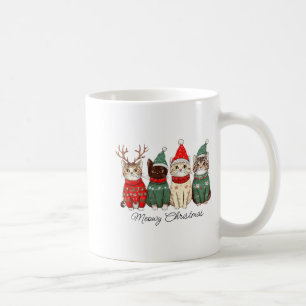 Meowy Catmas Cat Christmas Lights Xmas Pyjamas Cat Coffee Mug