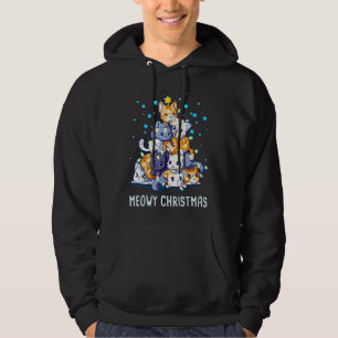 Meowy Catmas Cat Christmas Tree Lights Cat Xmas P Hoodie