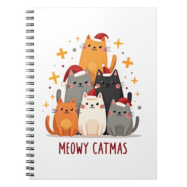 Meowy Catmas Cat Christmas Tree Xmas (1) Notebook (Front)