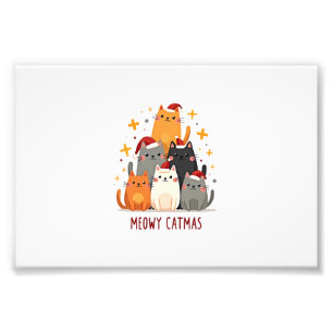 Meowy Catmas Cat Christmas Tree Xmas (1) Photo Print