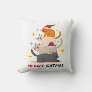 Meowy Catmas Cat Christmas Tree Xmas (2) Cushion