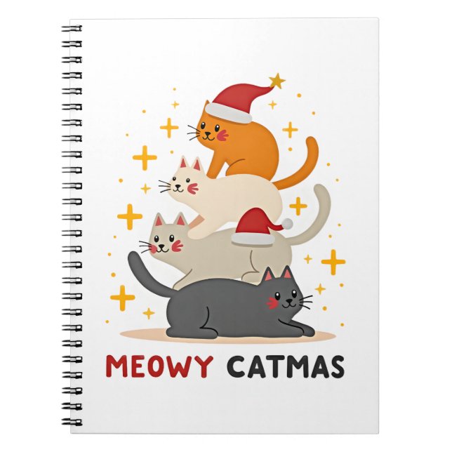 Meowy Catmas Cat Christmas Tree Xmas (2) Notebook (Front)