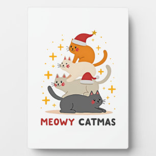 Meowy Catmas Cat Christmas Tree Xmas (2) Plaque