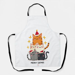 Meowy Catmas Cat Christmas Tree Xmas (3) Apron
