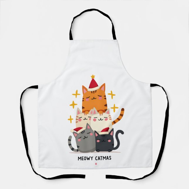 Meowy Catmas Cat Christmas Tree Xmas (3) Apron (Front)